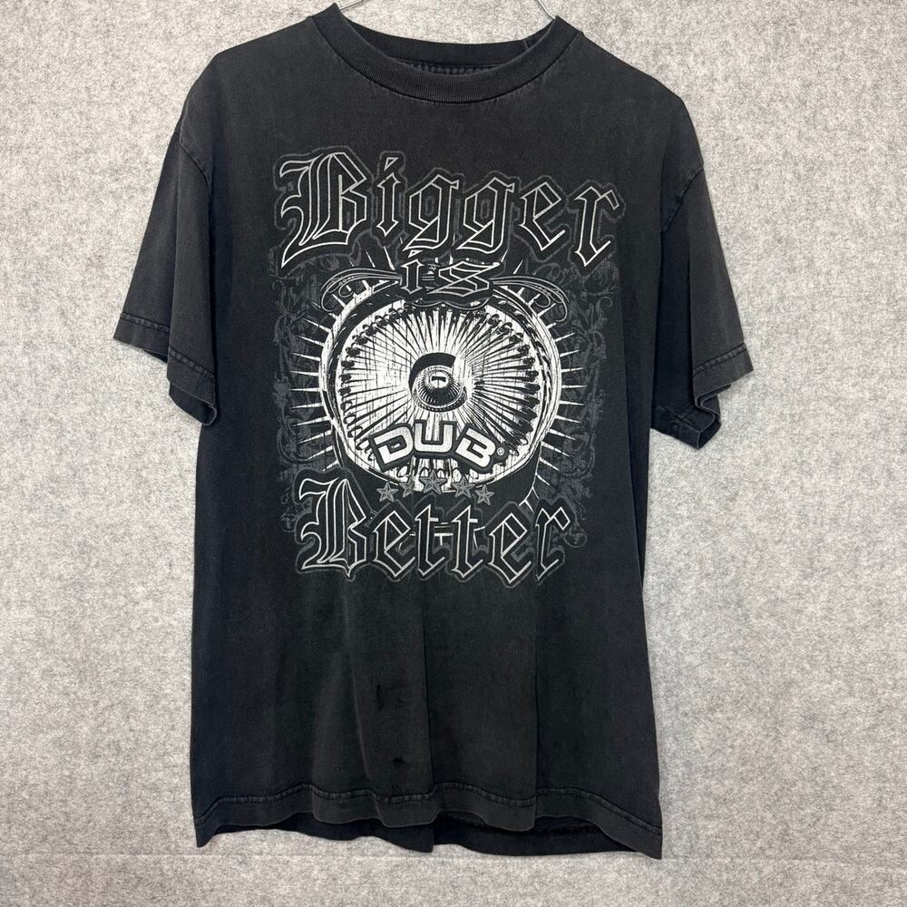 DUB Magazine T Shirt Mens Medium Bigger Is Better Black Graphic Y2K Streetwear